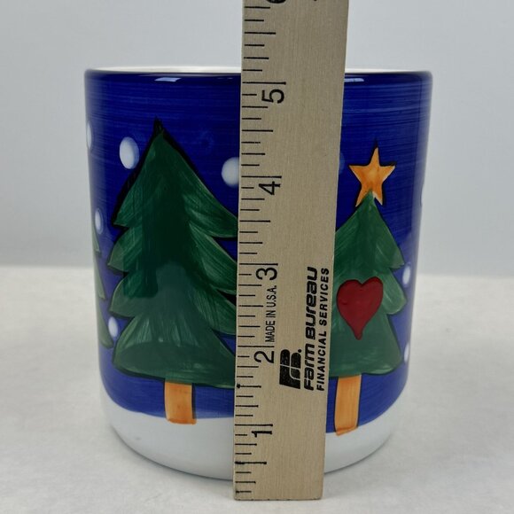 Hand-Painted Ceramic Snowman Christmas Tree Jar Candle Holder with Shade Blue Lg - Picture 11 of 13